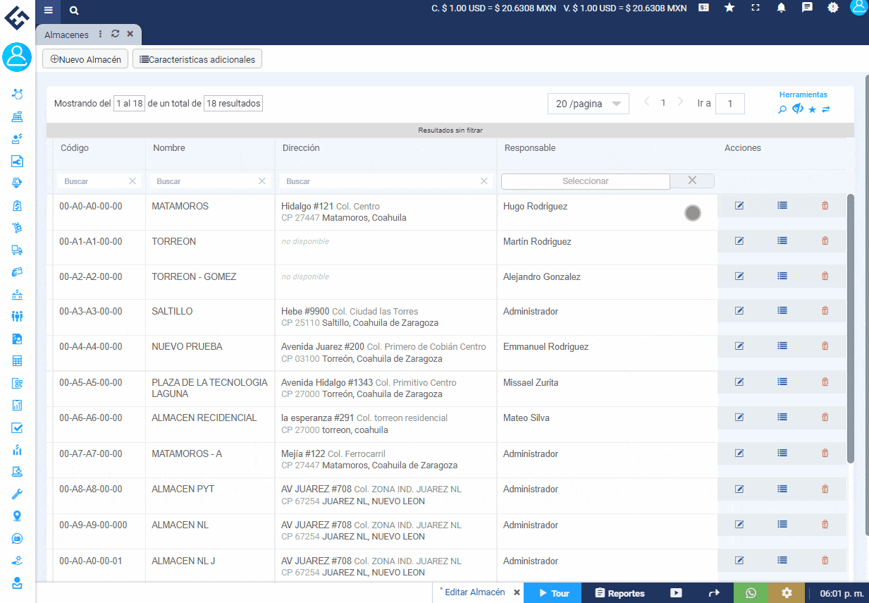Evidence Technology - Sistema con múltiples almacenes