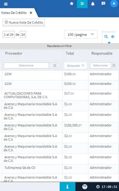Notas de crédito en compras, Evidence Technology