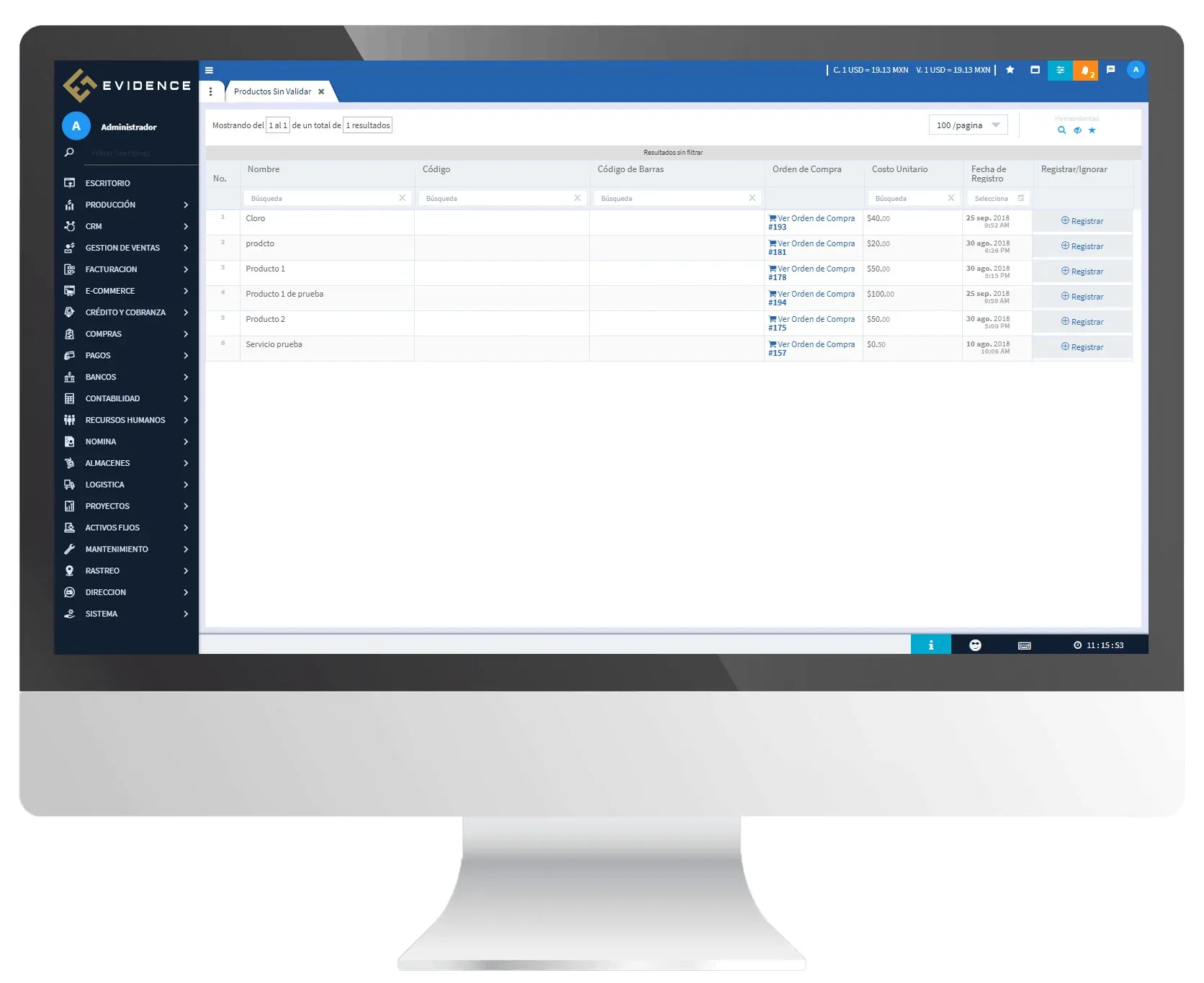 Productos sin validar en compras, Evidence Technology