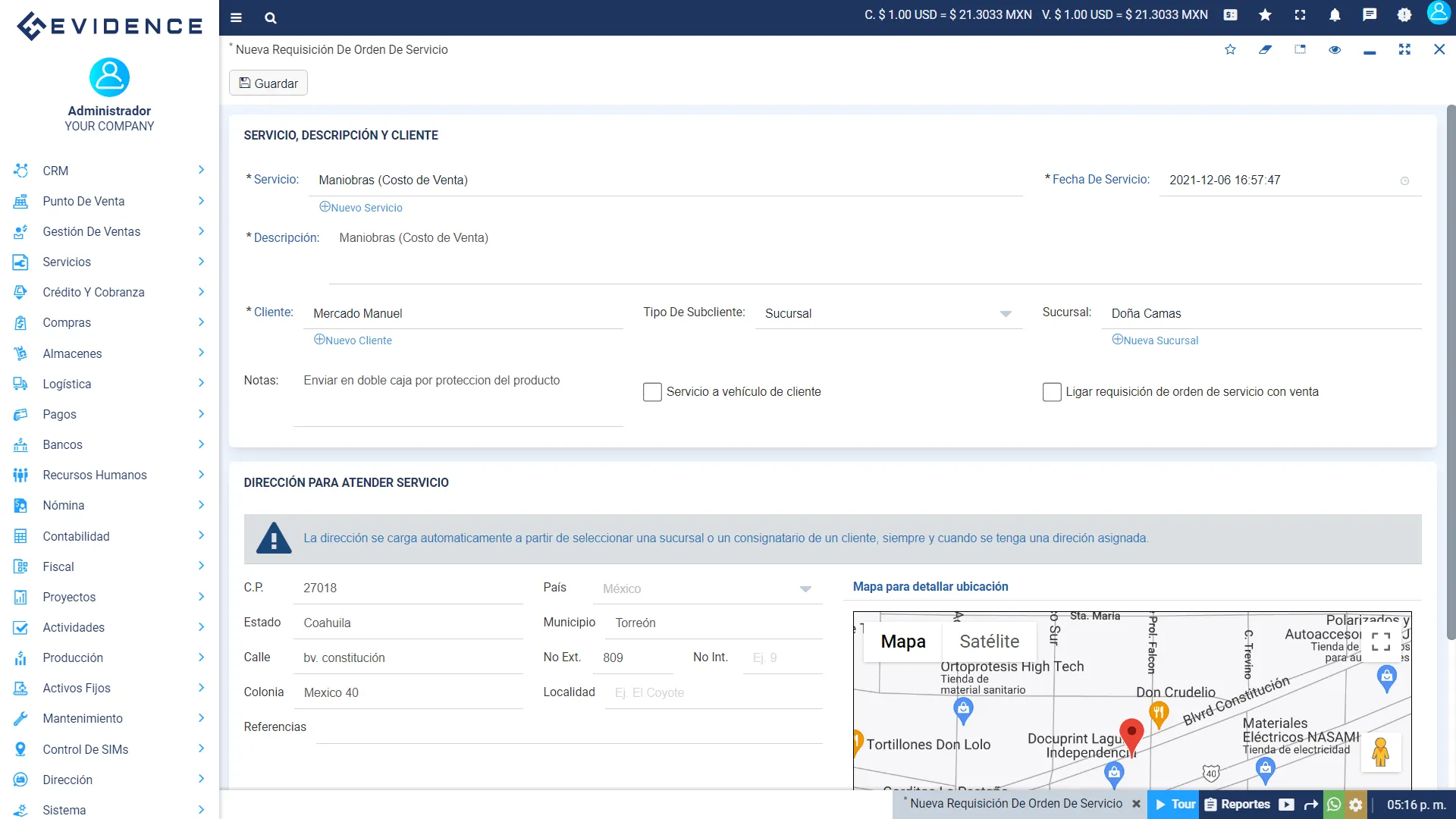 Nueva requisición de orden, Evidence Technology